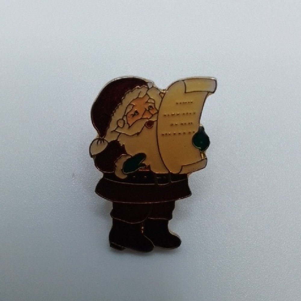 Santa Claus Enamel Pin - Gold and Green